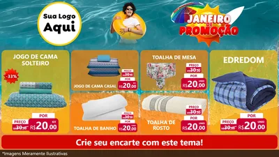 Modelo de TV para TV Horizontal com o tema Janeiro de Promoção para Cama, Mesa e Banho