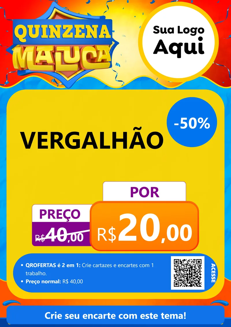 Modelo de Cartaz para Cartaz A4 Vertical com o tema Quinzena Maluca para Ferragens