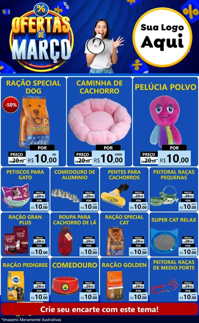 Modelo de Encarte para Encarte Grande com o tema Ofertas de Março para Pet Shop