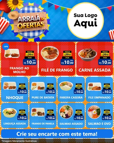 Modelo de Rede Social para Feed Instagram com o tema Arraiá de Ofertas para Restaurante