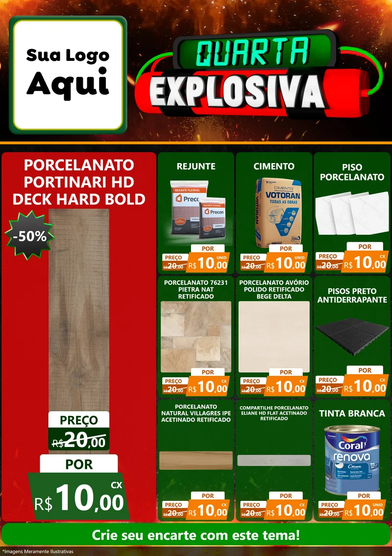 Modelo de Encarte para Encarte A4 Vertical com o tema Quarta Explosiva para Pisos e revestimentos