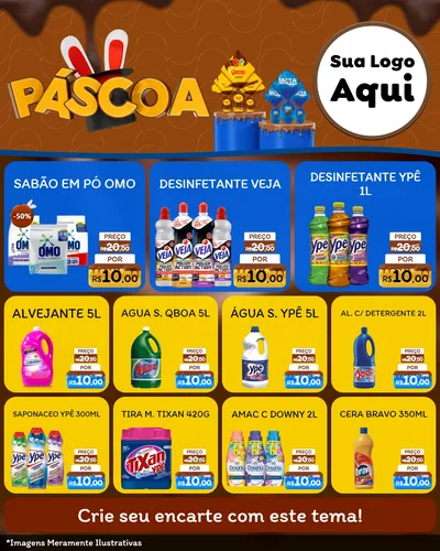 Modelo de Rede Social para Feed Instagram com o tema Páscoa para Produtos de Limpeza