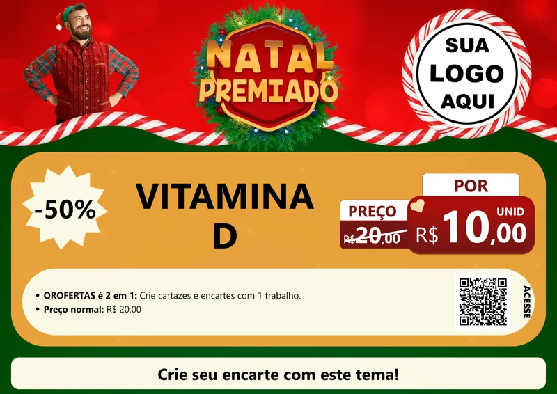 Modelo de Cartaz para Cartaz A4 Horizontal com o tema Natal Premiado para Farmácia