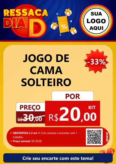Modelo de Cartaz para Cartaz A4 Vertical com o tema Ressaca Dia D para Cama, Mesa e Banho