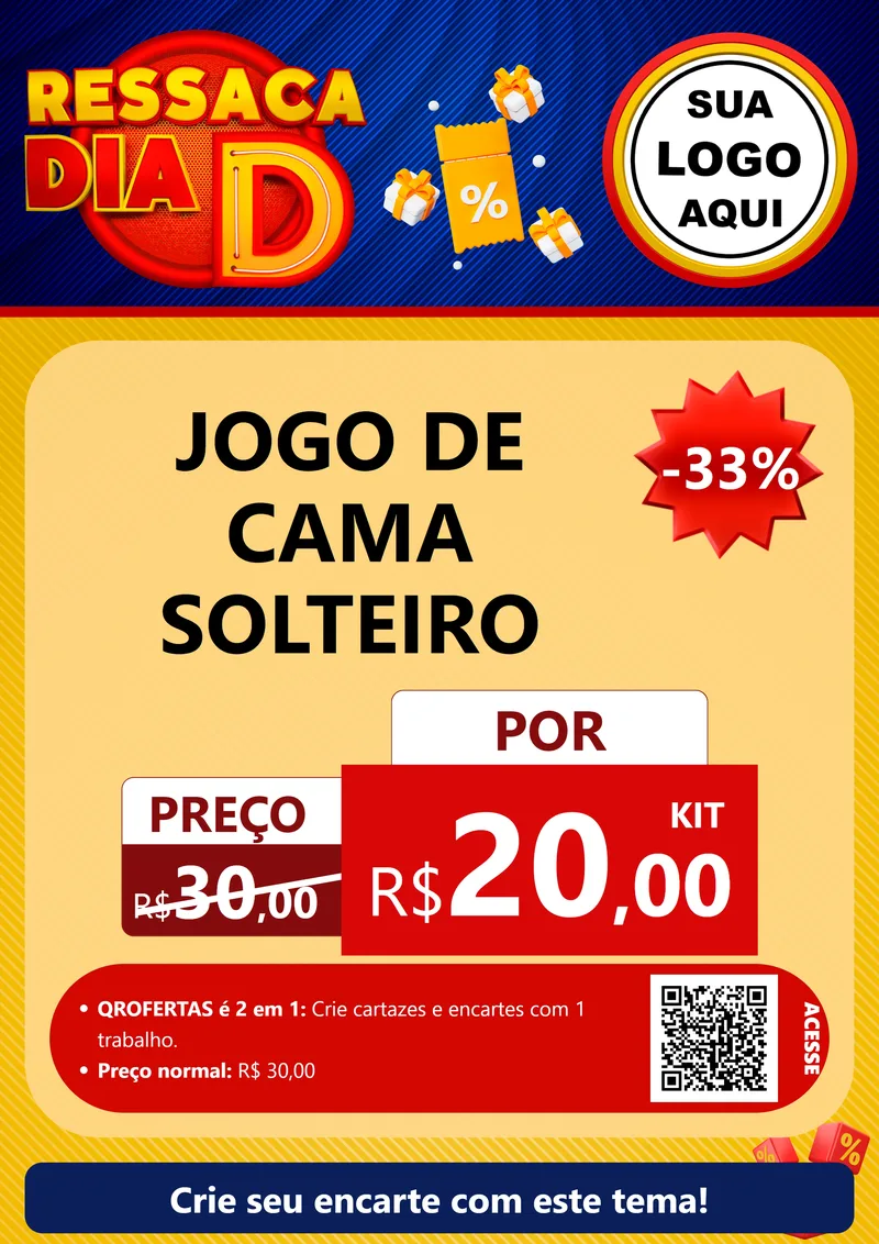 Modelo de Cartaz para Cartaz A4 Vertical com o tema Ressaca Dia D para Cama, Mesa e Banho