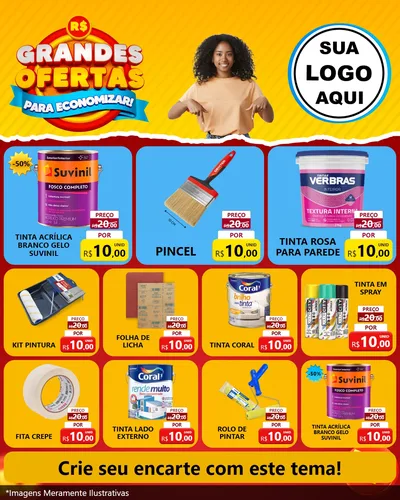 Modelo de Rede Social para Feed Instagram com o tema Grandes Ofertas Para Economizar! para Tintas e Ferramentas
