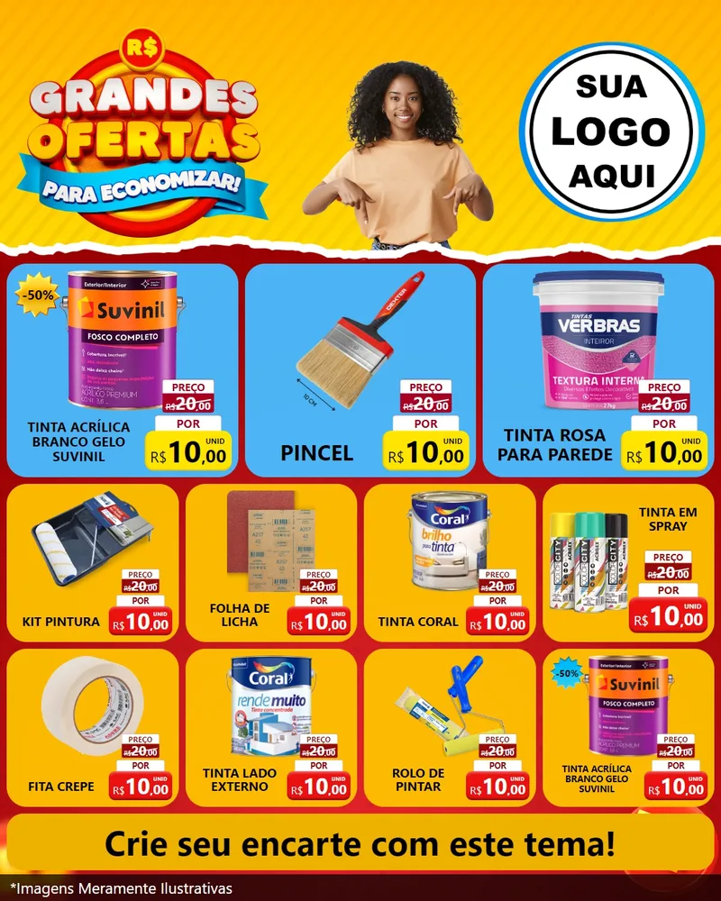 Modelo de Rede Social para Feed Instagram com o tema Grandes Ofertas Para Economizar! para Tintas e Ferramentas