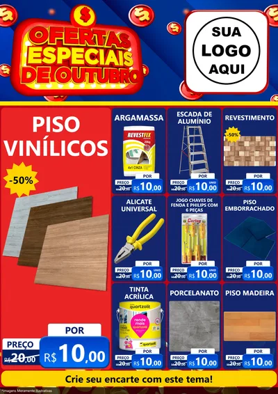 Modelo de Encarte para Encarte A4 Vertical com o tema Ofertas Especiais de Outubro para Material para Construção