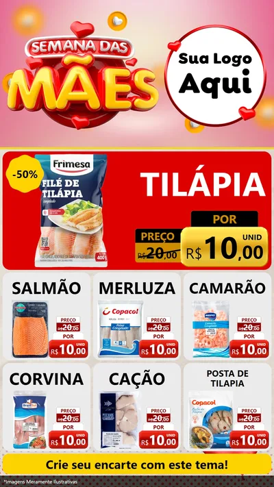 Modelo de Rede Social para Stories com o tema Semana das Mães para Peixaria