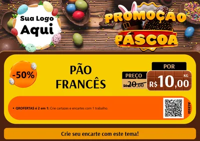 Modelo de Cartaz para Cartaz A4 Horizontal com o tema Promoção Páscoa para Padaria