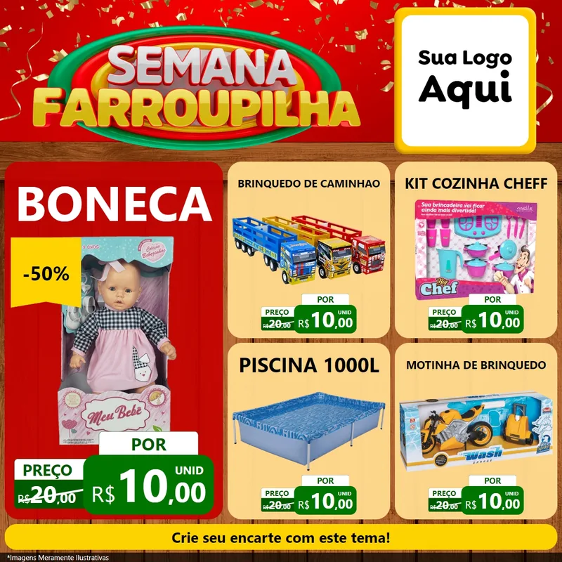 Modelo de Rede Social para Feed Facebook com o tema Semana Farroupilha para Brinquedos