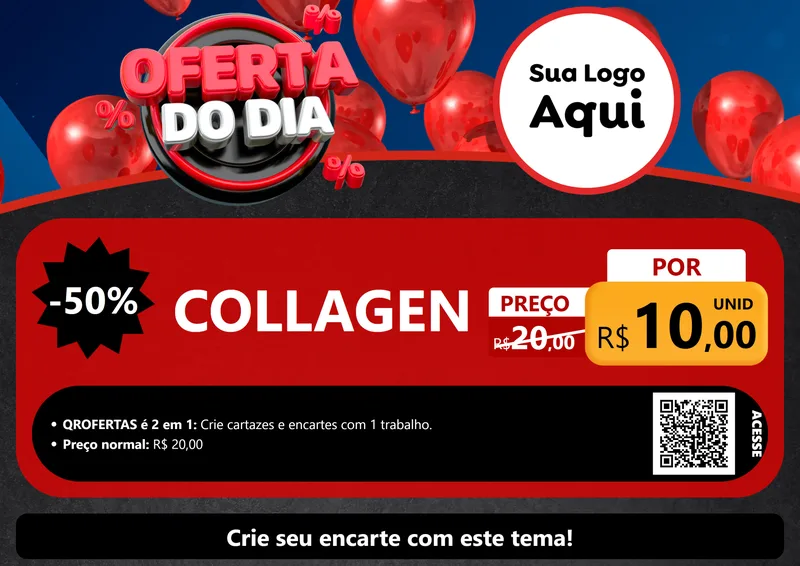 Modelo de Cartaz para Cartaz A4 Horizontal com o tema Oferta do Dia para Suplementos alimentares