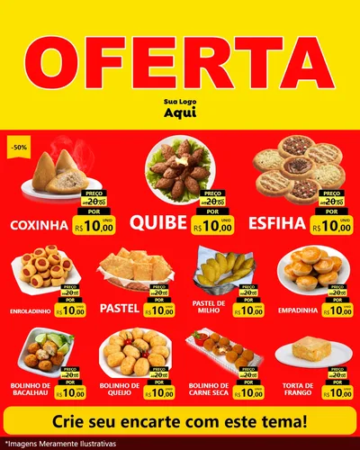 Modelo de Rede Social para Feed Instagram com o tema OFERTA - Vermelho Cartaz para Salgadaria