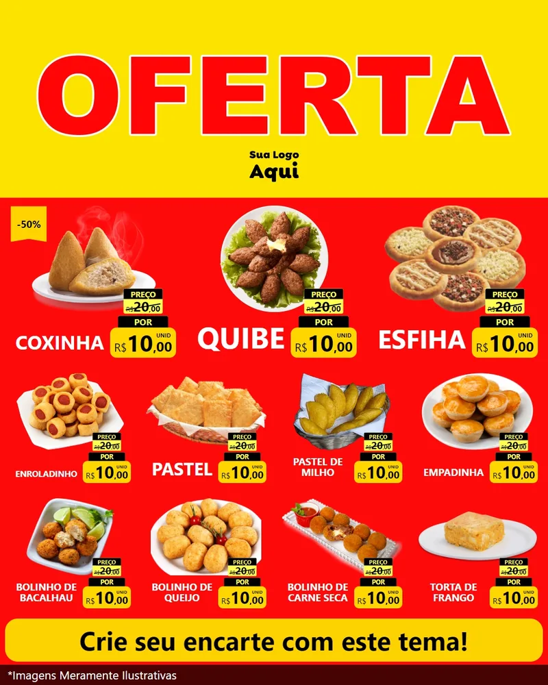 Modelo de Rede Social para Feed Instagram com o tema OFERTA - Vermelho Cartaz para Salgadaria