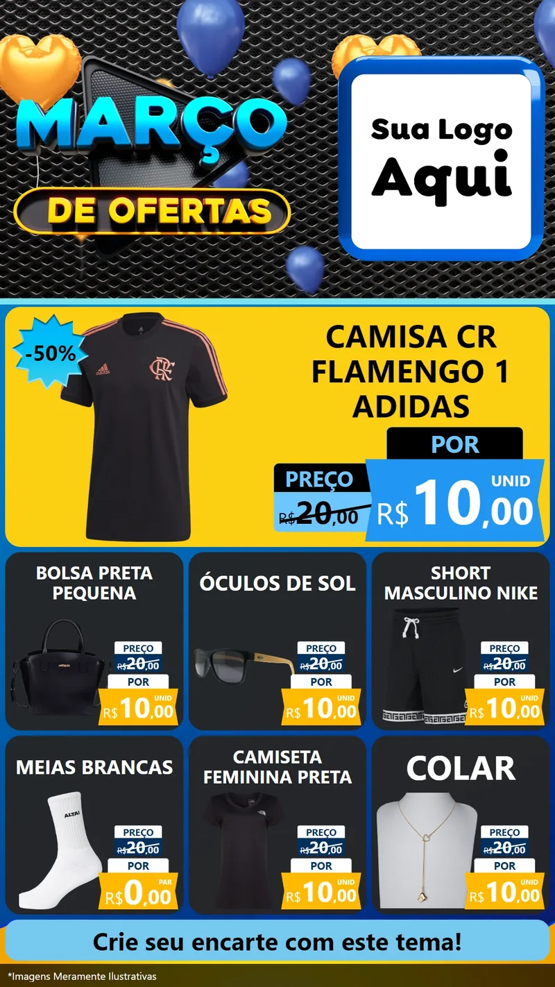 Modelo de Rede Social para Stories com o tema Março de Ofertas para Roupas e acessórios