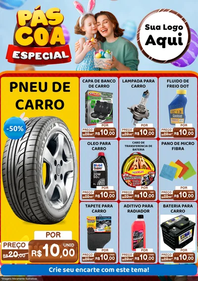 Modelo de Encarte para Encarte A4 Vertical com o tema Páscoa Especial para Auto peças
