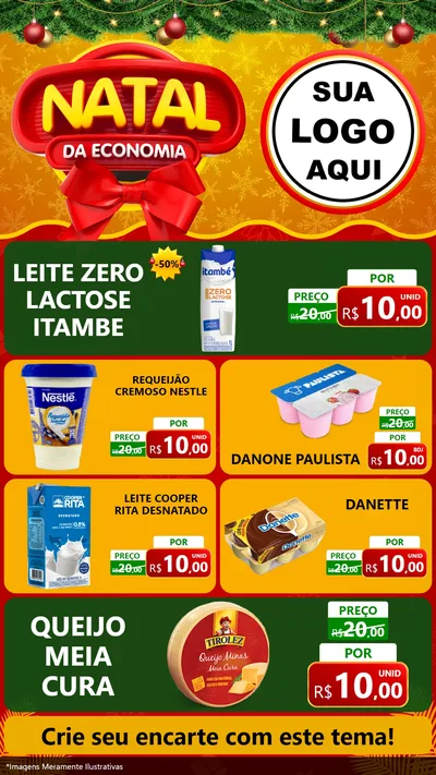 Modelo de TV para TV Vertical com o tema Natal da Economia para Frios e Laticínios