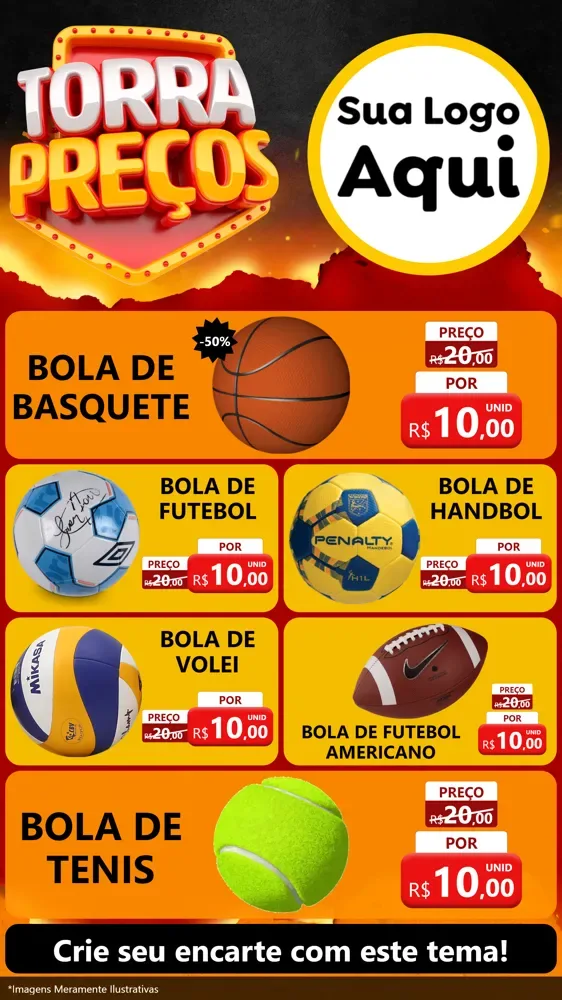 Modelo de TV para TV Vertical com o tema Torra Preços para Artigos Esportivos