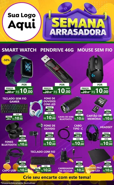 Modelo de Encarte para Encarte Grande com o tema Semana Arrasadora para Informática