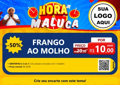Modelo de Cartaz para Cartaz A4 Horizontal com o tema Hora Maluca para Restaurante