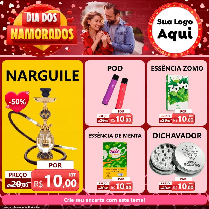 Modelo de Rede Social para Feed Facebook com o tema Dia Dos Namorados para Tabacaria