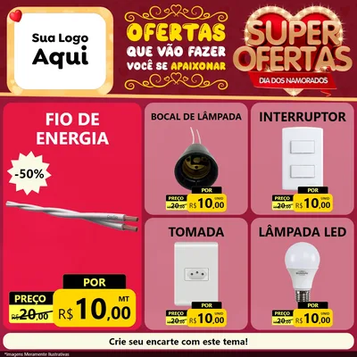 Modelo de Rede Social para Feed Facebook com o tema Dia dos Namorados para Materiais Elétricos