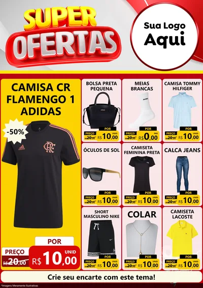 Modelo de Encarte para Encarte A4 Vertical com o tema Super Ofertas para Roupas e acessórios