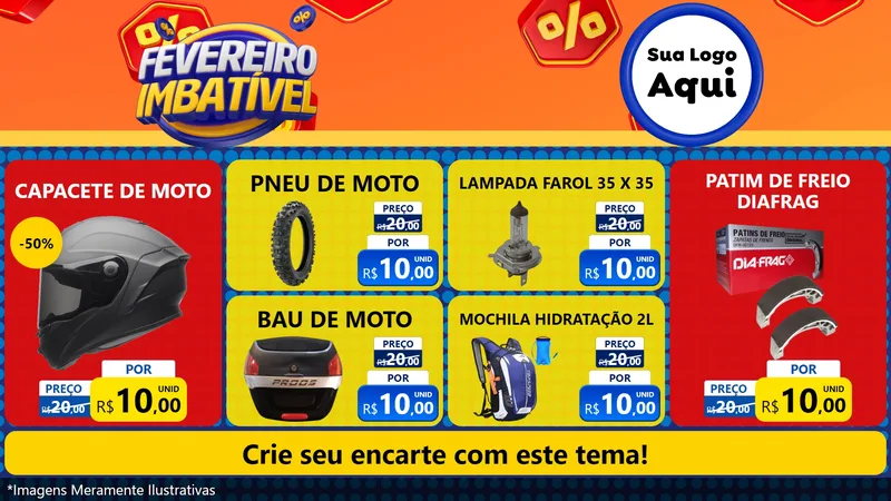 Modelo de TV para TV Horizontal com o tema Fevereiro Imbatível para Moto peças
