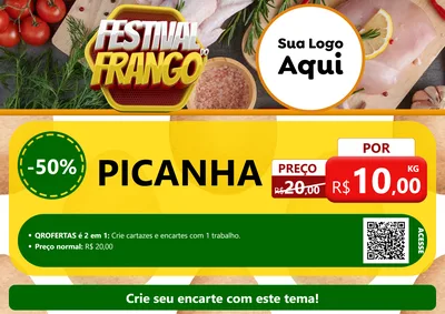 Modelo de Cartaz para Cartaz A4 Horizontal com o tema Festival do Frango para Açougue