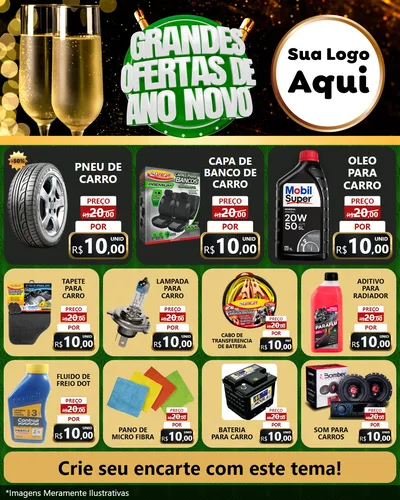 Modelo de Rede Social para Feed Instagram com o tema Grandes Ofertas de Ano Novo para Auto peças