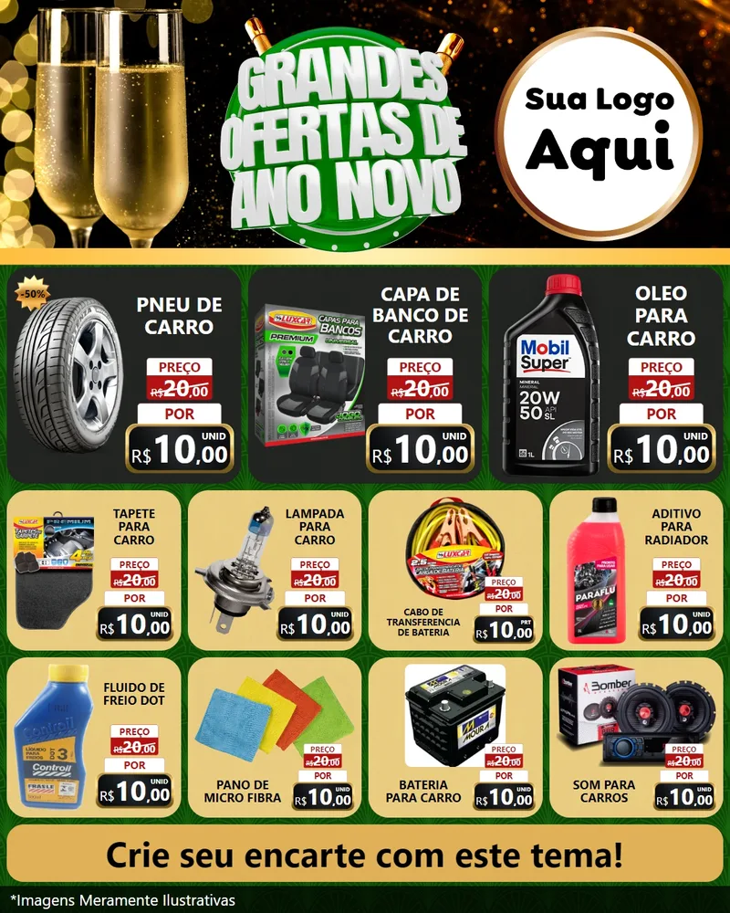 Modelo de Rede Social para Feed Instagram com o tema Grandes Ofertas de Ano Novo para Auto peças
