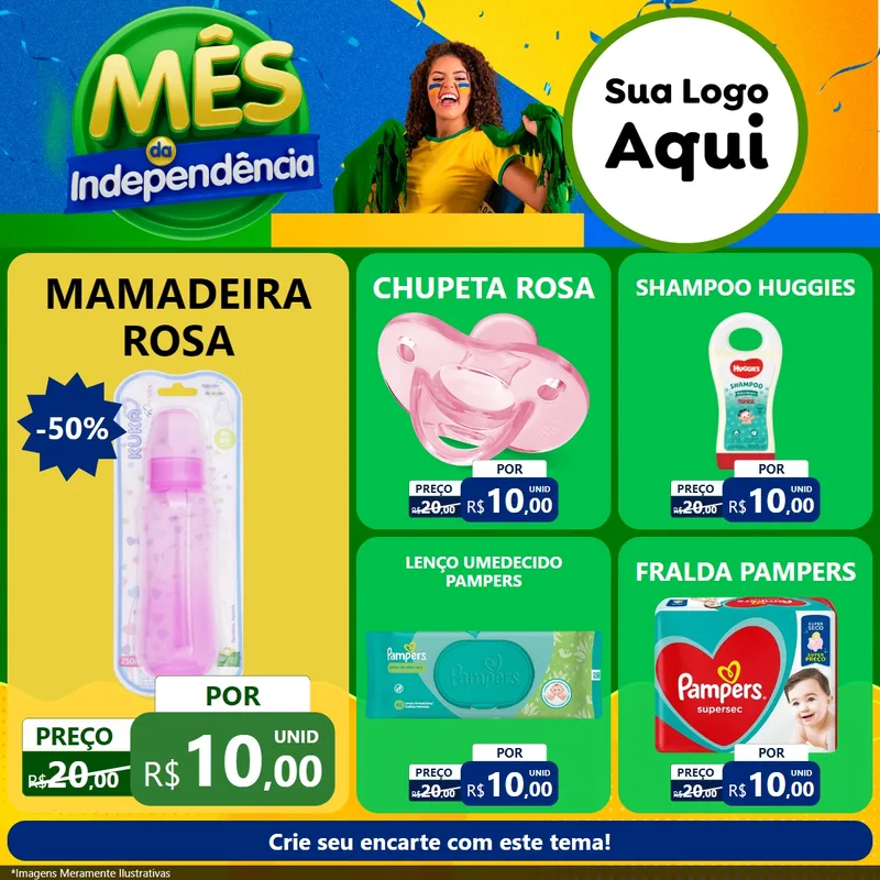 Modelo de Rede Social para Feed Facebook com o tema Mês da Independência para Bebês