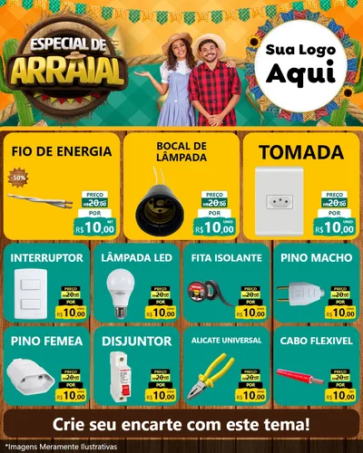 Modelo de Rede Social para Feed Instagram com o tema Especial De Arraial para Materiais Elétricos