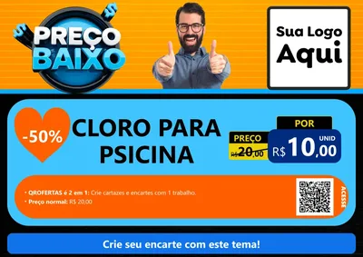 Modelo de Cartaz para Cartaz A4 Horizontal com o tema Preço Baixo para Produtos para Piscina