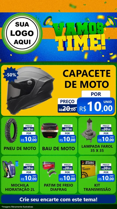 Modelo de Rede Social para Stories com o tema Vamos Time! para Moto peças