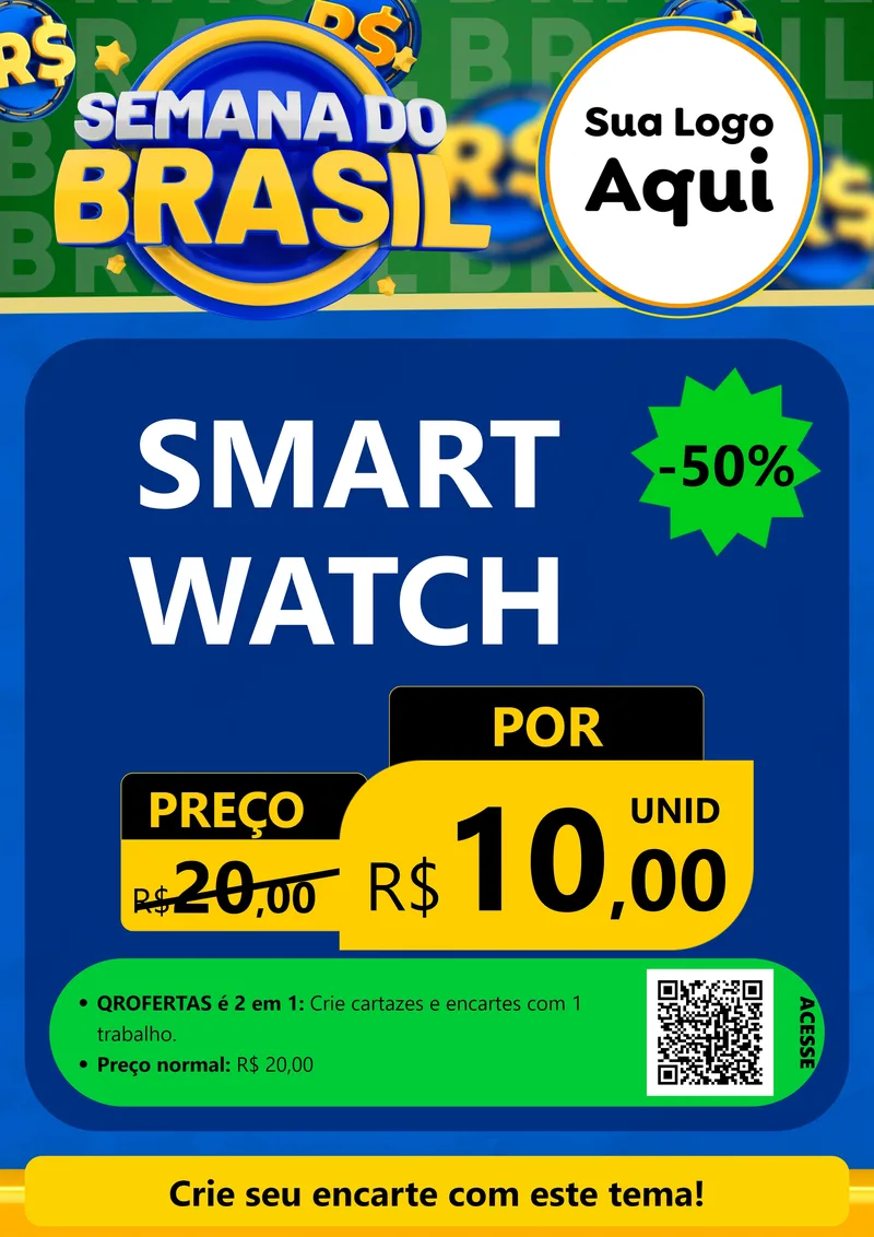 Modelo de Cartaz para Cartaz A4 Vertical com o tema Semana Do Brasil para Informática