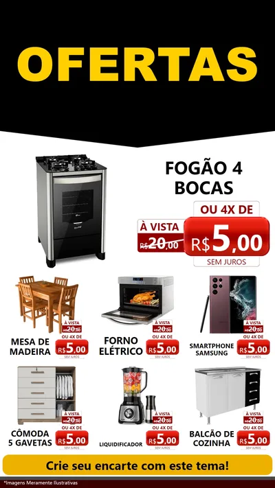 Modelo de Rede Social para Stories com o tema Ofertas Preto e Vermelho Cartaz para Móveis e Eletro