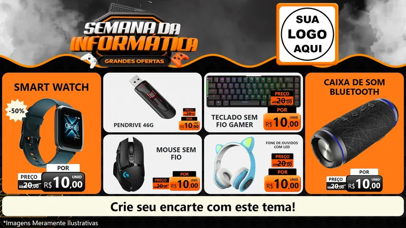 Modelo de TV para TV Horizontal com o tema Semana da Informática - Grandes Ofertas para Informática