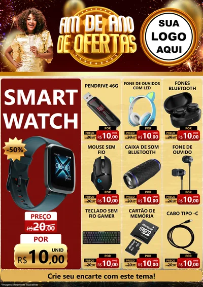 Modelo de Encarte para Encarte A4 Vertical com o tema Fim de Ano de Ofertas para Informática