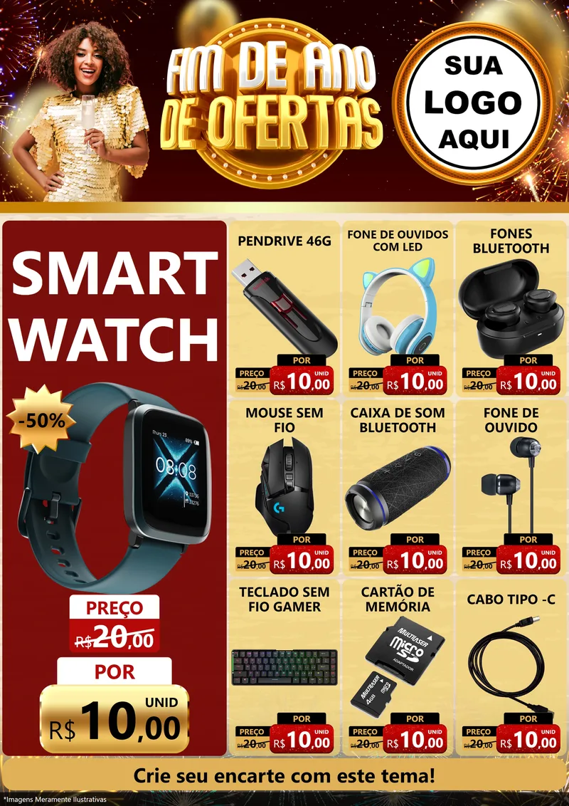 Modelo de Encarte para Encarte A4 Vertical com o tema Fim de Ano de Ofertas para Informática