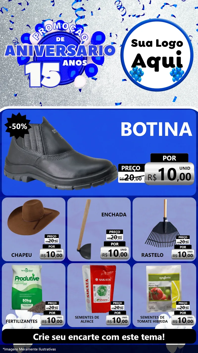 Modelo de Rede Social para Stories com o tema Promoção de Aniversário - 15 Anos para Agropecuária
