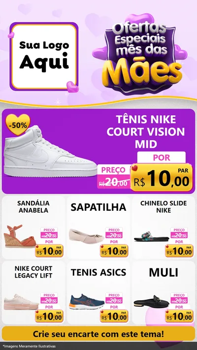Modelo de Rede Social para Stories com o tema Ofertas Especiais - Mês das Mães para Calçados