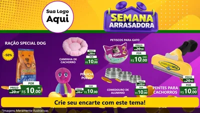 Modelo de TV para TV Horizontal com o tema Semana Arrasadora para Pet Shop