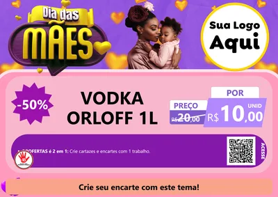 Modelo de Cartaz para Cartaz A4 Horizontal com o tema Dia das Mães para Distribuidora de bebidas
