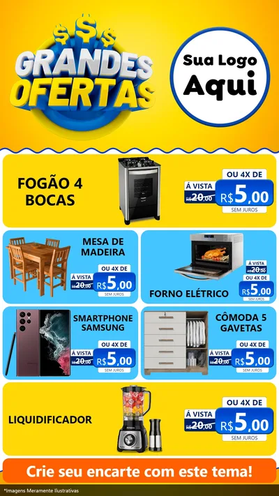 Modelo de TV para TV Vertical com o tema Grandes Ofertas para Móveis e Eletro