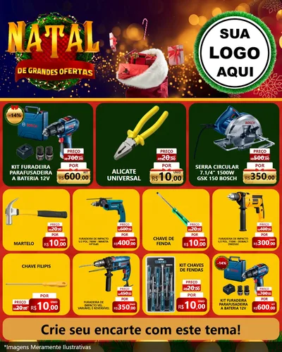 Modelo de Rede Social para Feed Instagram com o tema Natal de Grandes Ofertas para Maquinas e Ferramentas