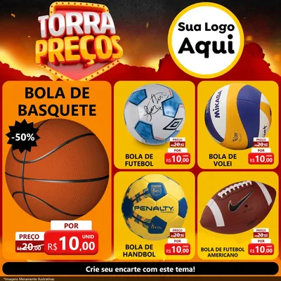 Modelo de Rede Social para Feed Facebook com o tema Torra Preços para Artigos Esportivos