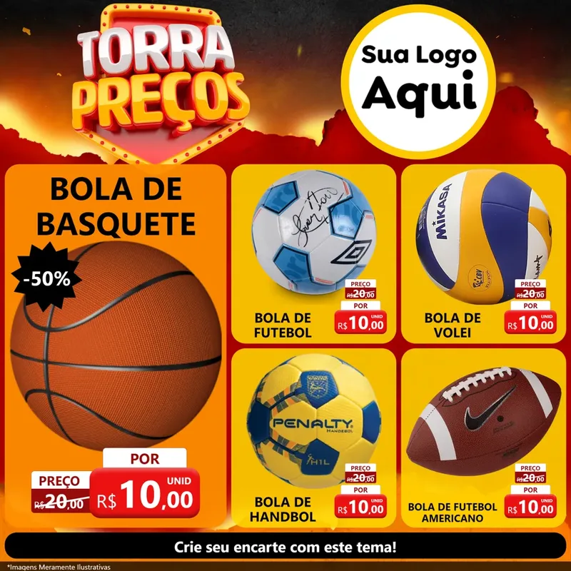 Modelo de Rede Social para Feed Facebook com o tema Torra Preços para Artigos Esportivos