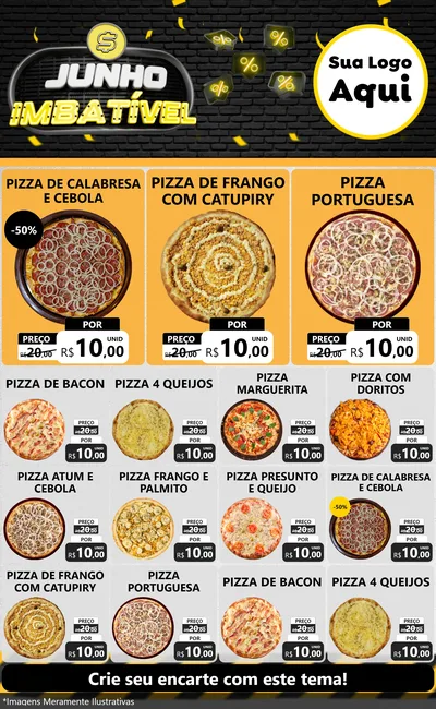 Modelo de Encarte para Encarte Grande com o tema Junho Imbatível para Pizzaria