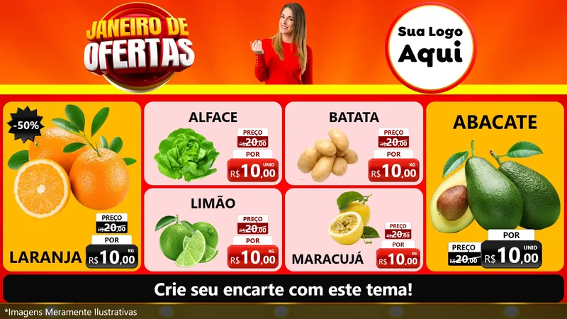 Modelo de TV para TV Horizontal com o tema Janeiro de Ofertas para Hortifrúti